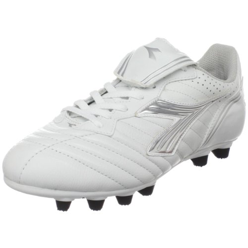 Diadora Women's Scudetto LT MD PU Soccer Cleat,White/Silver/Black,5.5 M US