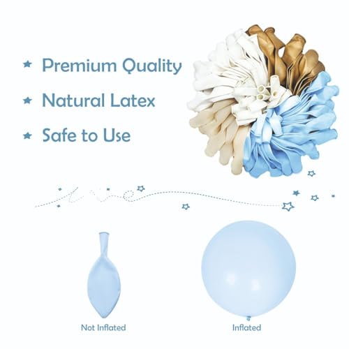 Image of Baby Boy 1st Happy Birthday Balloons Decoration Kit - 72 Pcs Blue, White, Golden Chrome Balloon with Happy Birthday Paper Banner | Birthday Party Decoration Set for Celebrations for Kids