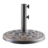 DUMOS 22LBS Heavy-Duty Outdoor Umbrella Base, Weather-Resistant Resin Patio Umbrella Stand, Rust-Proof Coated Umbrella Holder for Garden/Pool/Backyard, 2 Securing Knobs, 2 Pole Adapters, Bronze