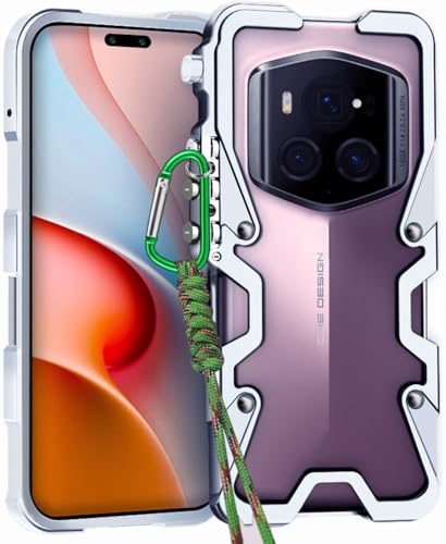 TECSHINE Carcasa de Teléfono Móvil para Honor Magic6 RSR, Funda para Magic 6 RSR, Estuche con Marco Metálico, Armadura -Plateado