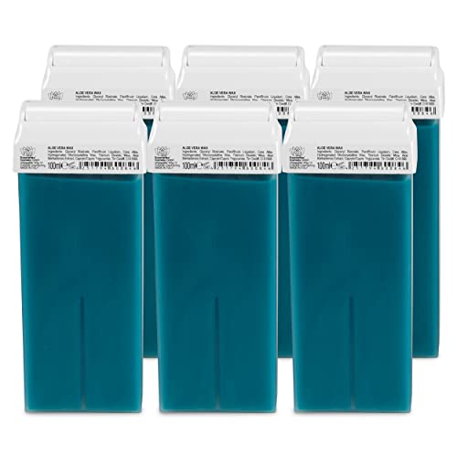Kosmetex Aloe Vera Wachspatronen Haarentfernung, Roll On Wax Roller, Warmwachspatronen, 6x 100ml