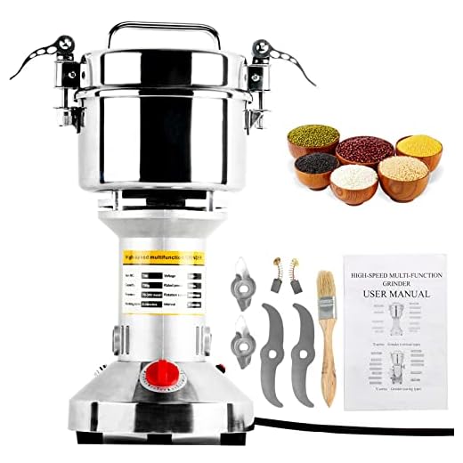 DasMarine Electric Grain Mill Grinder,High Speed Food Grinder Mill,Commercial Spice Grinder 2500W 50-300 Mesh 36000RPM Stainless Steel Powder Grinder Machine for Kitchen Herb Spice Pepper (700g)