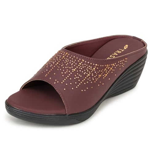Image of TRASE Wedges Heels for Women Office Wear | Comfortable Sandals for Women with Soft Sole | Stylish Ladies Formal Casual Slip On Footwear