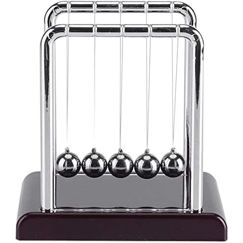 Eastbuy Newton's Cradle Balance Balls - Steel Balance Swinging Magnetic Ball with Plastic Base, Classic Pendulum Balls with 5 Balls for Your Desk and Office Decoration, Silver Cover