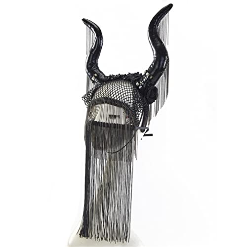 Bandeau antilope pour femme avec cornes d'Halloween et franges à fort volume