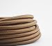 Coffee Brown 18/3 25 ft 3-wire Flat Cloth Covered Wire Antique Lamp Cord Cloth Electrical Cord 3 Core Round Cord, 18ga. Vtg Lamp Wire Antique