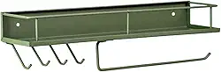 Suporte Porta Tempero Cozinha Prateleira de Parede Organizador Aço Resistente (Verde)