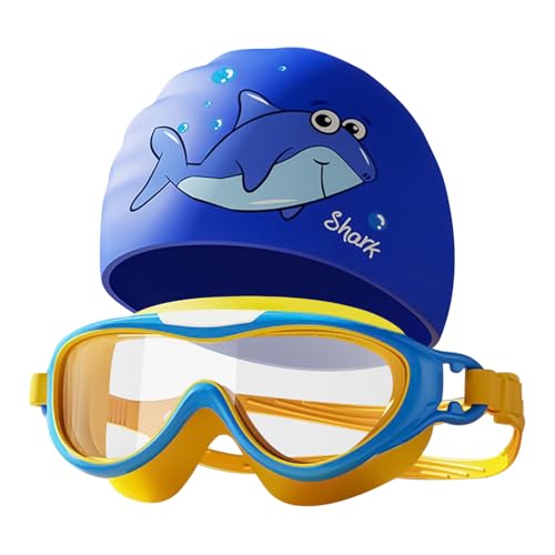 Gafas de natación para niños – Gorro de piscina 10x20cm | Gafas de piscina versátiles | Gafas ajustables antivaho | Práctico de almacenar, gorro de baño impermeable para la playa, la