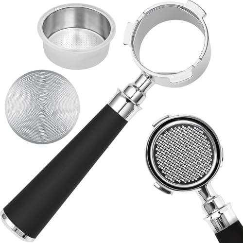 Image of 51mm Bottomless Portafilter 3 Ears Fits for Delonghi Dedica EC685, EC785, EC885, EC820, EC850, EC860, EC890, EC680, Includes Puck Screen, Double Shot Filter Basket