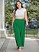 Lastshe Plus Size Pants for Curvy Women High Waist Pleated Wide Leg Paper Bag Casual Lounge Palazzo Straight Trouser st Patrick's Day Pants,Dark Green,3X