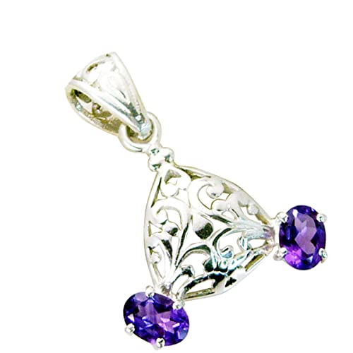 Pendentif en argent violet et améthyste véritable style bijouterie antique - 2