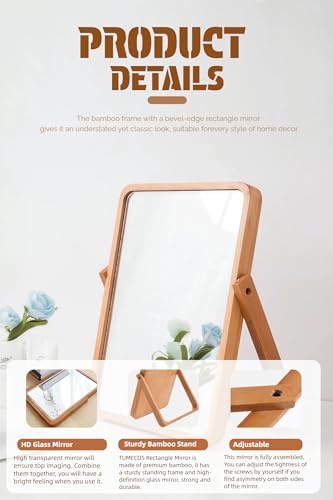 Espejo para maquillaje rectangular de bambú Tumecos miniatura 5