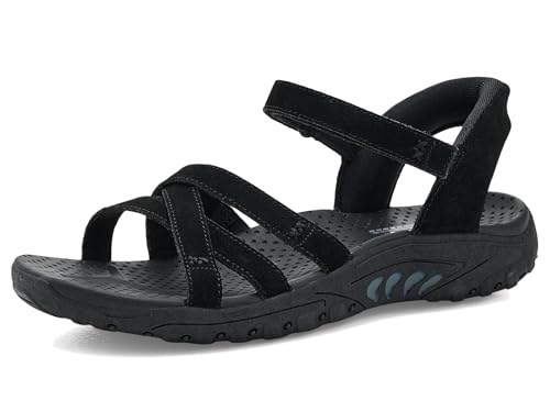 Skechers Skechers Women's REGGAE - NATURAL POISE Hands Free Slip-Ins, Double stitched suede slingback, Black/Black, 8.5M