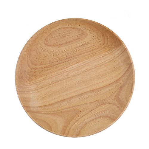 Natural Rubber Wooden Tray Food Serving Sushi Cake Dessert Snack Plate 6 inch