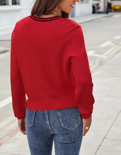 Image of Ladyful Cropped Cardigan Sweater for Women Open Front Knit Tweed Jacket Button Down Fall Work Sweater Top