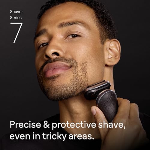 Braun Electric Shaver for Men, Series 7 7171cc, Wet & Dry Shave, Turbo & Gentle Shaving Modes, Waterproof Foil Shaver with Precision Trimmer, Space Grey, Holiday Gifts for Men