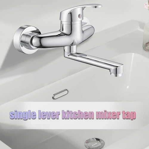 Ruspela Küchenarmatur für Wandmontage - Traditioneller Wasserhahn mit 360° schwenkbarem Auslauf 6.3’’ Einhebelmischer für Kalt- und Heißwasser, Hochwertige Mischbatterie für Küchenspüle