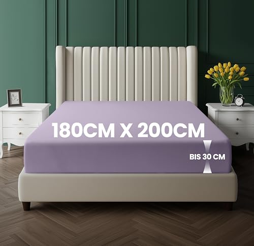 Utopia Bedding - Spannbettlaken 180x200cm Bis 30 cm - Lavendel - Oeko-Tex Zertifiziertes - Gebürstete Mikrofaser Spannbetttuch 2