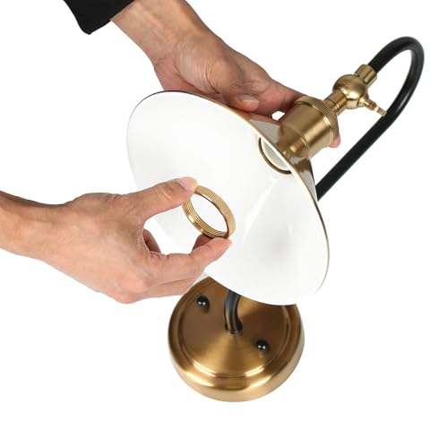 Image of Black Gold Wall Sconces, Adjustable Modern Sconces Wall Lighting with Brass Metal Shade for Hallway, Bathroom, Bedroom, Kitchen and Living Room