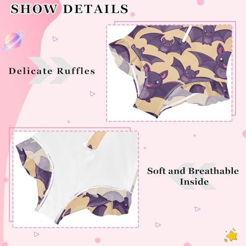 Girls One Piece Swimsuits Long Sleeve Swimsuit Zipper Bathing Suits Purple Bat Pattern4