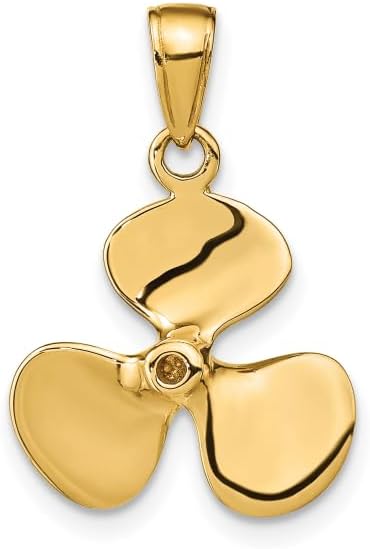 IceCarats 14K Solid Yellow Gold Fishing Boat Propeller Necklace Chain Pendant Charm - Image 5