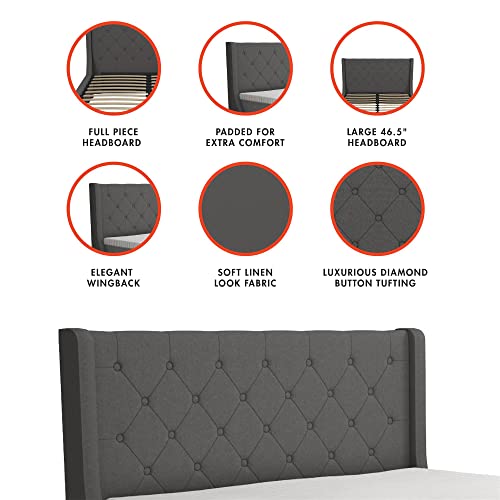 Cosmoliving By Cosmopolitan Mercer Upholstered Bed - King - Grey Linen #TOP3