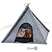 Hund und günstig Kaufen-NAPFINO - Gemütliche Hundehöhle & Katzenhöhle - Angenehme Hundehütte Indoor aus Filz - Hundezelt mit weichem Kissen & Anti Milben Bezug - Für Balkon, Garten & Wohnzimmer - Inkl. Spielzeug (Größe S)