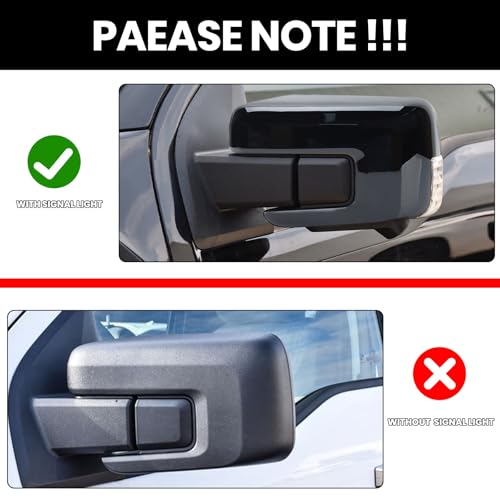 MOFOAP Replacement Side Mirror Cover Caps Compatible with 2021-2024 2025 Ford F150 F-150 Pickup Mirror Cap With Turn Signal Light (Black) Left and Right by MOFOAP - Used condition - Image 2