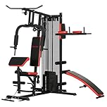 SPORTNOW Multi Gym Workout Station All-in-One Home Gym Equipment with 65kg Weight Stack, Sit Up Bench, Push Up Stand, Dip Station, for Home Gym Full Body Strength Training