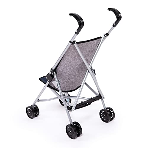 Bayer Design 30527AA Puppenbuggy, zusammenklappbar, Doppelräder, Sicherheitsgurt, aus Metall, Jeans-grau, Rosa