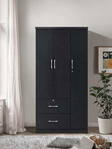Hodedah HID8020 BLACK (MOP) Bedroom Armoires, 21"D X 36"W X 72"H thumb #6