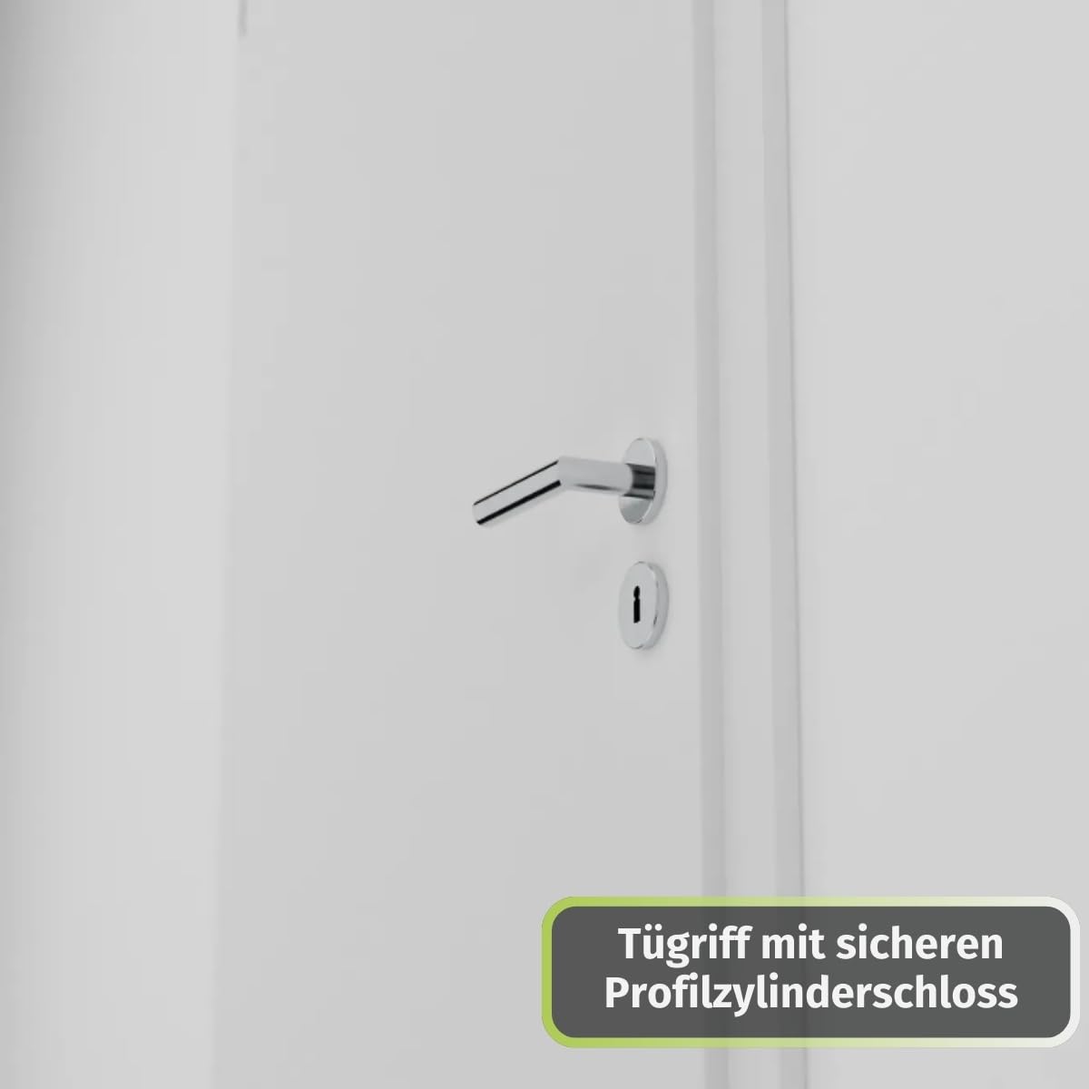 HORI Wohnungseingangstür mit Schallschutz Weiß RAL9016 glatt - DIN A4 links/rechts - massive Vollspan-Mittellage - Designkante & Profilzylinderschloss - ohne Rahmenteile -860 x 2110 x 40MM