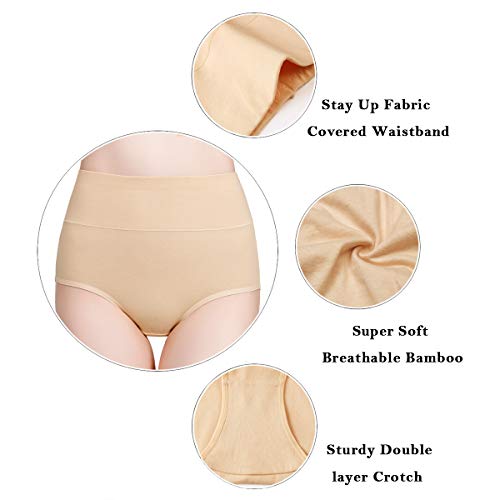 Image of wirarpa Women's Modal Underwear Soft High Waist Briefs Ladies Panties 4 Pack (Regular & Plus Size)