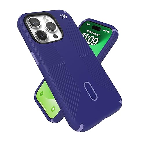 Speck MagSafe Case for iPhone 15 Pro - Drop & Camera Protection, ClickLock No-Slip, Wireless Charging Compatible, Fits All 6.1 Inch Models - Future Blue/Purple Ink/Sky Purple - image 1