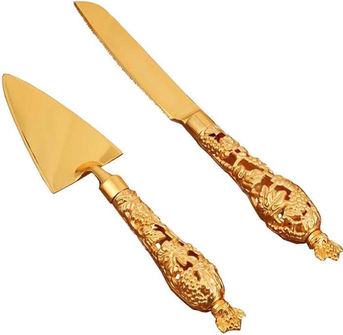 Celebration Gold Wedding Cake Knife Server Set Vintage Design Cake Cutter for Party