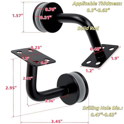 Soporte de pasamanos de vidrio para corregir desniveles de pared con base ajustable pack de 6 3