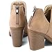 mysoft Women's Ankle Boots Slip on Cutout Pointed Toe Chunky Stacked Mid Heel Booties A18-22D-WLAX0407-8.5M