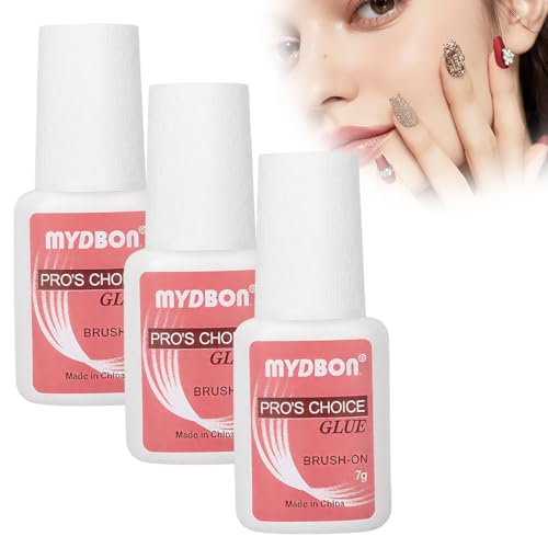 EIH1 3 Pièces Pegamento Uñas Postizas Super Fuerte, 7g, con Cepillo De Uñas, Extra Fuerte Nail Bond Pegamento