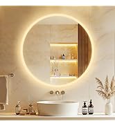 Amazon.co.jp: Bacoer ミラー 鏡 LED 壁掛け 照明付き 化粧鏡 洗面所