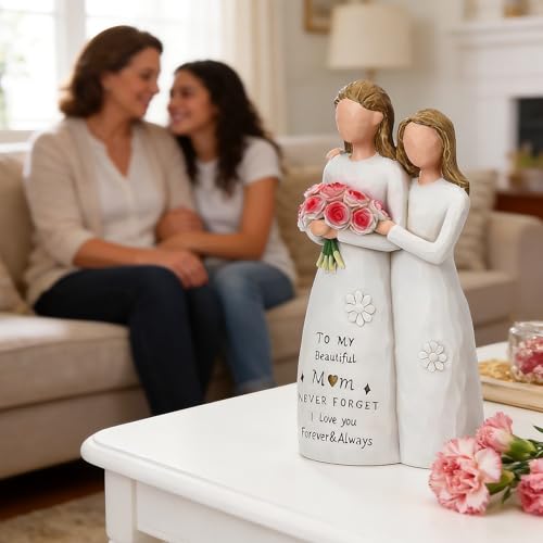 Escultura decorativa mom y daughter de resina pintada a mano miniatura 5