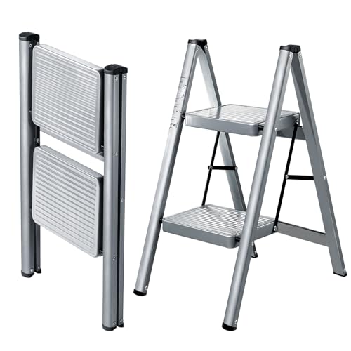 XinSunho 2 Step Ladder Steel Folding Step Stool with 330lbs Heavy Duty