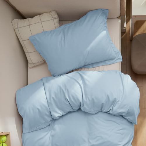 Image of Bedsure Twin /Twin XL Duvet Cover, Double Brushed Bedding Set, Baby Blue | For Kids & Adults, 68 inchx90 inch Comforter Cover, Hotel Luxury, All Season, Breathable, Easy Care, Lightweight, Zipper Closure