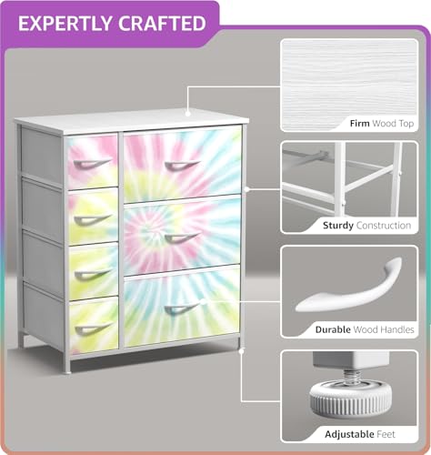 Sorbus 7-Drawer Dresser for Kids Bedroom, Wood Top (Light Tie-dye) - image 3