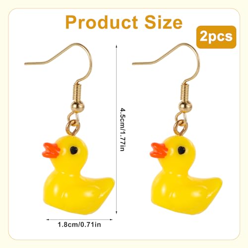 Yellow Duck Earrings, Cute Duckie Earrings Acrylic Dangle Drop Earrings Personalized Charming Cartoon Style Funny Duck Accessories for Girls Women, yellow, black, orange, golden2