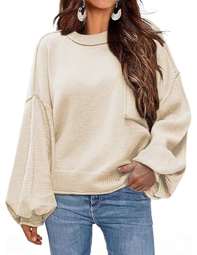Image of Zeagoo Sweaters for Women 2025 Trendy Fall Fashion Oversized Lantern Long Sleeve Knitted Pullover Tops Outfits