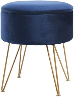IBUYKE Footstool Velvet Round Ottoman Pouffe Stool Dressing Table Stool Metal Legs Removable Cover, for Home Living Room Fitting Room Bedroom Office, Makeup RF-010