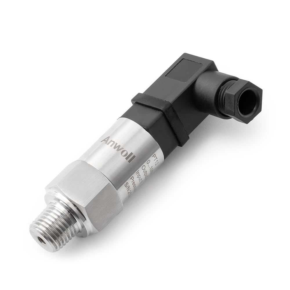 PT12 0-6Bar 4-20mA Air Compressor Water Pressure Transmitter 8-36VDC Hersman Oil Pressure Transmitter Sensor NPT1/4 Fuel Pressure Transmitter for Diesel Fuel Gas Water Oil