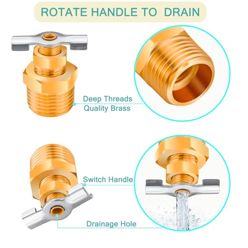 Image of 1 /2'' RV Water Heater Replacement Drain Valve,Upgraded Durable Brass Drain Plug for Replace RV Camper Trailer faulty Plastic Plug without leaking (2-Pack Valve)