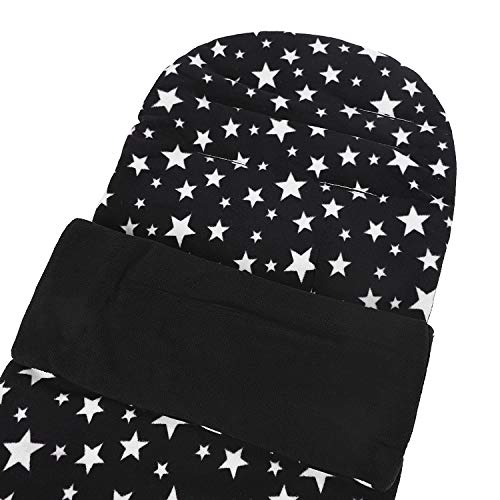 Image of RUIXIA Winter Warm Thick Fleece Baby Stroller Sleeping Bag Detachable Universal Waterproof Toddlers Bunting Double Zipper Closure Footmuff Newborn Infants Swaddle Blanket Pram Wrap (Black Star)BAG910