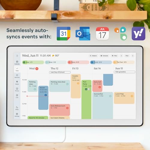 Skylight Calendar Max: 27-Inch Smart Digital Calendar & Chore Chart, Family Organizer with Interactive Touchscreen Display – Wall Mountable in Portrait or Landscape, Charcoal Shadowbox Frame